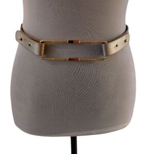 Raoul Women's Chic Gold Metallic Leather Belt With Goldtone Hardware Size M
